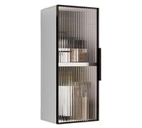 Armario de baño montado en la pared con puertas, diseño sin taladro, organizador de almacenamiento sobre el inodoro, 25 x 15 x 60 cm, ideal para espacios pequeños y fácil instalación