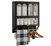 Armario de baño montado en la pared que ahorra espacio, elegante almacenamiento de 2 puertas con barra para colgar sobre el inodoro, perfecto para baños pequeños y lavandería, fácil de instalar