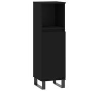 Armario de baño negro, 30 x 30 x 100 cm, de madera y hierro, moderno juego de muebles de baño, ahorro de espacio y duradero, para baños pequeños