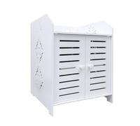 Armario de baño, pequeño mueble de almacenamiento para inodoro, armario, inodoro, portaescobillas, mueble de baño con patas de madera, 40 x 35 x 53 cm (dos niveles)