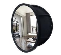 Armario de baño redondo negro con espejo - Almacenamiento de tocador montado en la pared con espejo - 50 cm (19.7 pulgadas) combo de espejo de baño y armario para ahorrar espacio elegante