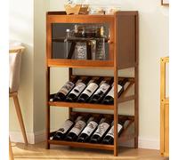 Armario de bar con estante de almacenamiento para vino y fuerte capacidad de carga, puerta acrílica transparente, elegante mueble marrón para el hogar, 52 x 32 x 90 cm, soporte para licor