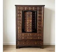 Armario de boticario con 95 cajones, vitrina independiente de madera maciza para catálogo de fichas de biblioteca, cofres giratorios, caja de almacenamiento para hierbas, joyas, maquillaje(D)