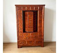 Armario de boticario con 95 cajones, vitrina independiente de madera maciza para catálogo de fichas de biblioteca, cofres giratorios, caja de almacenamiento para hierbas, joyas, maquillaje(E)