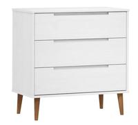 Armario de cajones de pino macizo blanco, 80 x 40 x 80 cm, mueble de | 3 cajones espaciosos, tapa resistente, barniz UV, montaje en pared incluido, estilo escandinavo