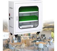 Armario de carga y sincronización para tabletas, ultra seguro con puerta de vidrio templado y ventilador de refrigeración, solución de almacenamiento para teléfono