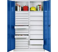 Armario de chapa de acero para material C+P, 2 baldas, 24 cajones