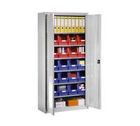 Armario de chapa de acero para material eurokraft pro, con 20 cajas visualizables