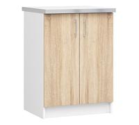 Armario de cocina akord lima s60 con encimera blanco 60 cm 2 puertas roble sonoma 2 estantes 60x44,5x82 cm