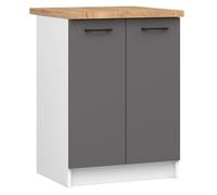 Armario de cocina akord s60 con encimera oliwia blanco 60 cm 2 puertas frente en color gris grafito 60x46x85 cm