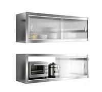 Armario de Cocina almacenaje Acero Inoxidable 304 Puertas de acrílico a Prueba de Polvo y Humedad Tiradores empotrados Armario de Cocina para cocinas Salones(23.62 * 11.81 * 15.74in)