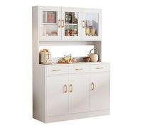 Armario de cocina alto, armario de almacenamiento grande de cocina, despensa de cocina de 170 x 100 x 30 cm con 6 puertas y 3 cajones, armario de almacenamiento de madera para bufé, unidad