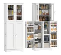 Armario de Cocina, Armario Despensa Cocina, con Puertas Acrílicas de Cierre , 10 Estantes, 8 Compartimentos, Alacena con 4 Estantes Ajustables para Comedor, 60x40x162 cm