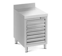 Armario de cocina de acero inoxidable con cajones - 50 x 70 cm - 185 kg - 7 cajones para masa de pizza - con salpicadero - Royal Catering