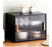 Armario de cocina de bambú con puertas de cristal, aparador compacto para comedor, estante de almacenamiento de alimentos, estante para platos, organizador de panes para uso doméstico