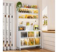 Armario de cocina de metal independiente de 6 niveles, soporte de almacenamiento ajustable para microondas, gran y versátil, con amplio espacio de almacenamiento para cocina