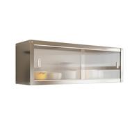 Armario de cocina de pared de acero inoxidable con puertas correderas para garaje o almacén, estante comercial, sin panel trasero, 100 x 35 x 40 cm