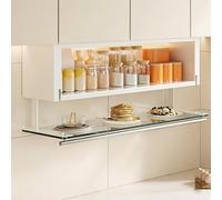Armario de cocina de pared templado con puertas de acero al carbono de doble capa para platos y platos, color blanco, 80 x 23,5 x 30 cm