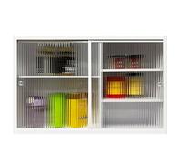 Armario De Cocina para Colgar en Con Puertas Correderas y Cristal Templado Acero Inoxidable Pintura Al Horno Ecológica en Color Pálido Ideal para Garajes y Cuartos de Baño(60*80*38cm(Storage shelf))