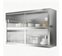 Armario de Cocina Pared Acero Inoxidable 304 Puertas de acrílico a Prueba de Polvo y Humedad Tiradores empotrados Armario de Pared para Aseo Dormitorio Ducha(31.49 * 13.77 * 27.55in)