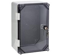 Armario de control ELEKTRO-PLAST UNI-mini/T con cerradura 300 x 200 x 160 mm, caja de distribución industrial 43.02 IP65 5917, resistente al agua, gris claro, incluye cerradura, material policarbonato