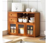 Armario de despensa independiente con puertas y estantes para almacenamiento de cocina, aparador para especias y sartenes, ideal para cocina, sala de estar, comedor