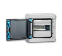 Armario de distribución "KDP IP65" para 8 módulos, caja de fusibles de superficie, IP65, IK10, cuadro de distribución eléctrica con puerta transparente, carril DIN y carril PE/N.
