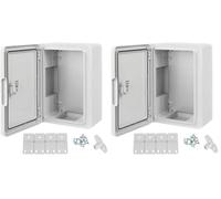 Armario de Distribución para Pared con Placa de Montaje Galvanizada, Caja Industrial de Control Vacía de Plástico ABS con Puerta Protección IP65, tamaño 200x300x130 (Paquete de 2)