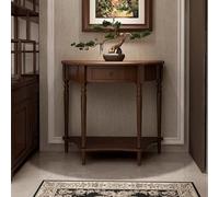 Armario de entrada estrecho madera maciza,Mesa auxiliar semicircular,estilo lujoso y ligero,armario pared,consola,Ideal para salas estar, pasillos(Dark walnut,80*33*80cm/31.5*13.8*31.5in)