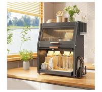 Armario de especias de encimera con accesorios magnéticos y puertas con bisagras, multifuncional, soporte de especias de acero resistente, organizador de especias de pie para botellas de azúcar, sal