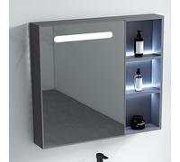 Armario de espejo de baño LED con espejo HD impermeable de aluminio para almacenamiento de pared, interruptor de sensor de cuerpo humano para tocador, diseño moderno, solución de ahorro de espacio.