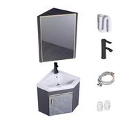 Armario de espejo integrado con lavabo de cerámica, gran almacenamiento y espejo de alta definición para espacios de baño pequeños