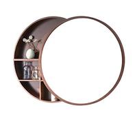 Armario de espejo redondo para baño, montado en la pared, caja de espejo Feng Shui con acabado dorado (50 cm)