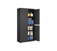 Armario de Garaje de 5 Estantes con 4 Puertas 40 x 80 x 180 cm Negro Mate