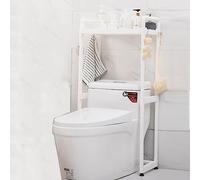 Armario de inodoro de alto almacenamiento, patas antideslizantes ajustables, 4 calcomanías fijas, nizer de plástico multicapa, fuerte capacidad de carga, estante de baño blanco y rosa