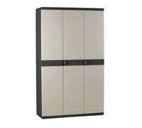 Titanium plastiken Armario Alta 3 Puertas con étageres y penderie- L105 xp44 X H176 cm-Beige y Noir-intérieur y Exterior