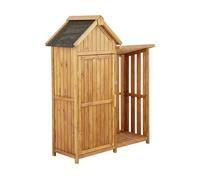 Armario de jardín de madera "noé" con almacenamiento para troncos - 136 x 57 x 170 cm - marrón