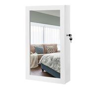 SONGMICS Armario Joyero de Pared, Armario de Joyas con Espejo, Organizador de Joyas para Ahorrar Espacio,regalo dia de la madre, Superficie Blanca y Forro Negro JBC51W