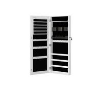 Armario de joyas mural para ordenar joyas con 2 organizadores cosméticos colgantes, espejo psique sin marco con cerradura