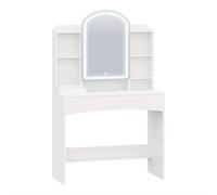 Armario de joyería, tocador con iluminación LED, gran superficie de 90 cm, tocador con espejo arqueado, organizador de joyas detrás del espejo, , , armarios de joyería.