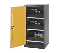 Armario de laboratorio para productos químicos asecos, 1 puerta, de media altura, 3 bandejas extraíbles