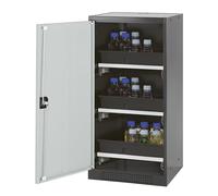 Armario de laboratorio para productos químicos asecos, 1 puerta, de media altura, 3 bandejas extraíbles