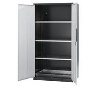 asecos Armario de laboratorio para productos químicos, 2 puerta, alta, 3 baldas, sin ventanilla, gris