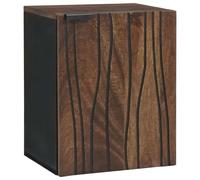 Armario de lavabo de nogal 38 x 33,5 x 48 cm, mueble de baño montado en la pared de aglomerado con 2 estantes, ideal para baño pequeño, incluye espejo de cristal, incluye bañera acrílica