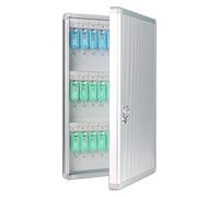 Armario de llaves de acero de pared - Caja de llaves de aleación de aluminio conpara la gestión de llaves en inmuebles y escuelas (48 ganchos) - Solución de almacenamiento seguro para llaves