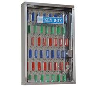 Armario De Llaves Decorativo Gran Capacidad De 45/48 Teclas Gabinete De Llaves con Puertas De Cristal, De Pared De Acero Inoxidable Caja Guardallaves, Tipo De Bloqueo De Teclas (Color : Silver-with l