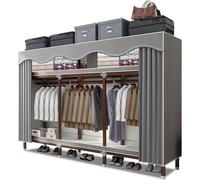 Armario de Lona, Armarios de Tela para Dormitorio, Estantes de Armario Portátil 177 x 46 x 170 cm, Armario Plegable, Tubo de 25 mm para Almacenamiento de Ropa, Armario Temporal, , Armarios Portátiles