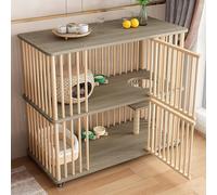 Armario de madera maciza para mascotas para gatos de interior y animales pequeños, hábitat seguro con bloqueo de rodillo para mayor seguridad y comodidad