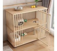 Armario de madera maciza para mascotas para gatos de interior y animales pequeños, hábitat seguro con bloqueo de rodillo para mayor seguridad y comodidad