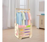 Armario de madera para baby shower con ruedas, cesta de madera para bebé con asa, cesta de almacenamiento de juguetes de bebé, cesta decorativa para ropa de bebé para zapatos, libros, baby shower,